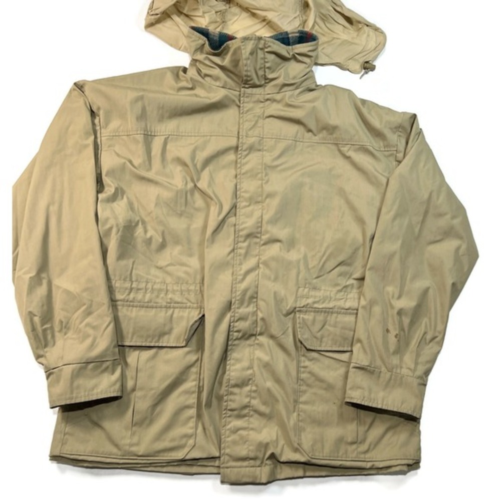 Woolrich Vintage Wool Blanket Lined Jacket Mens Large Chore Barn Work USA Hood